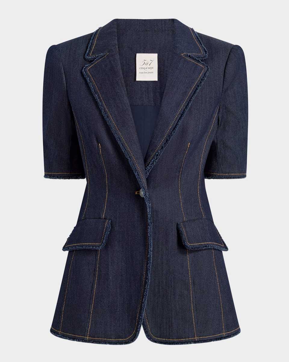 Sallie Fitted Short-Sleeve Denim Jacket
